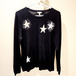 TALBOTS Women's Black cotton and nylon blend crew neck sweater size PL